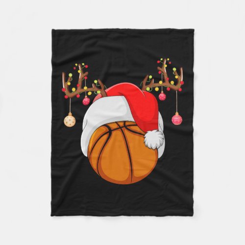 Funny Basketball Lover Reindeer Santa Basketball C Fleece Blanket