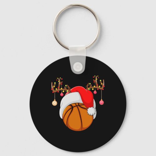 Funny Basketball Lover Reindeer Santa Basketball C Keychain