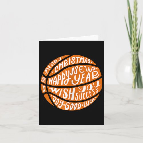 Funny Basketball Merry Christmas Happy New Year Ta Card