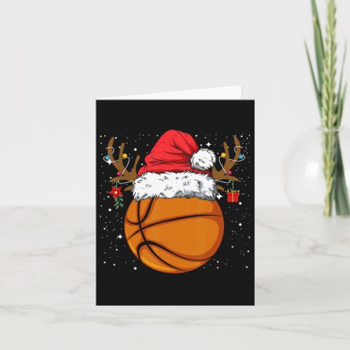 Funny Basketball Reindeer Santa Hat Christmas Holi Card