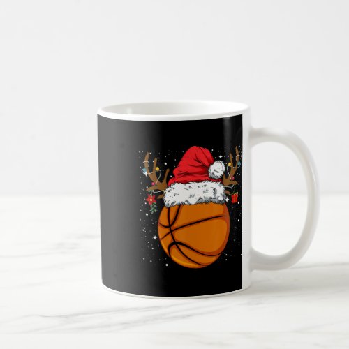 Funny Basketball Reindeer Santa Hat Christmas Holi Coffee Mug