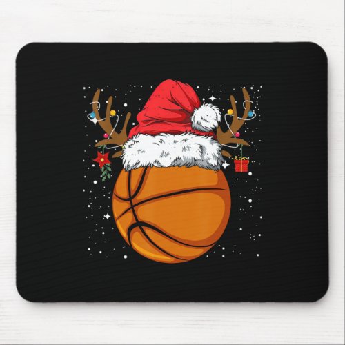 Funny Basketball Reindeer Santa Hat Christmas Holi Mouse Pad