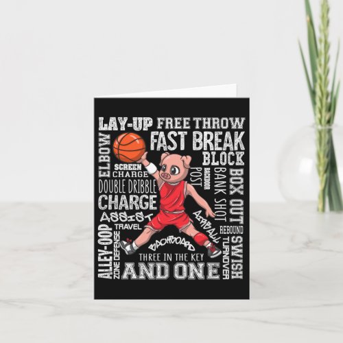 Funny Basketball S Boys Girls Cute Pig  Card