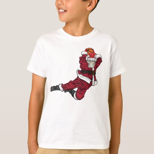 Funny Basketball Santa Dunk T_Shirt