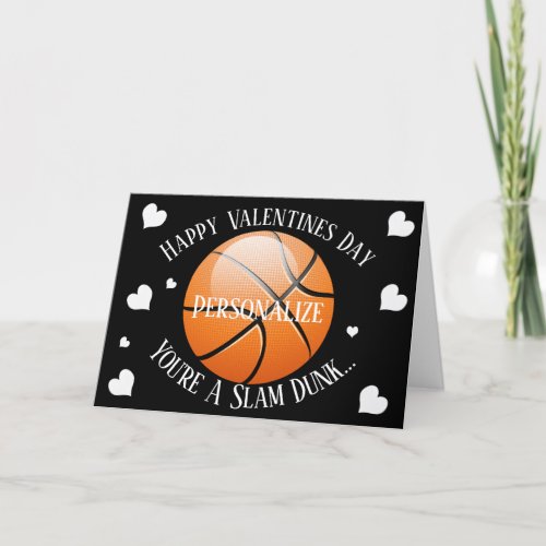 Funny Basketball Slam Dunk Valentines Holiday Card