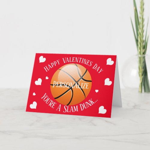 Funny Basketball Slam Dunk Valentines Holiday Card