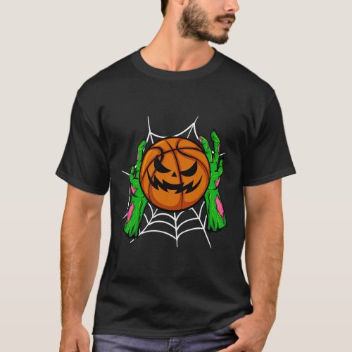 Funny Basketball Zombie Hands Halloween Scary Cost T_Shirt
