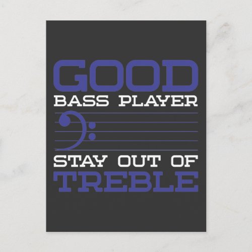 Funny Bass Clef Pun Treble Musician Bassist Postcard
