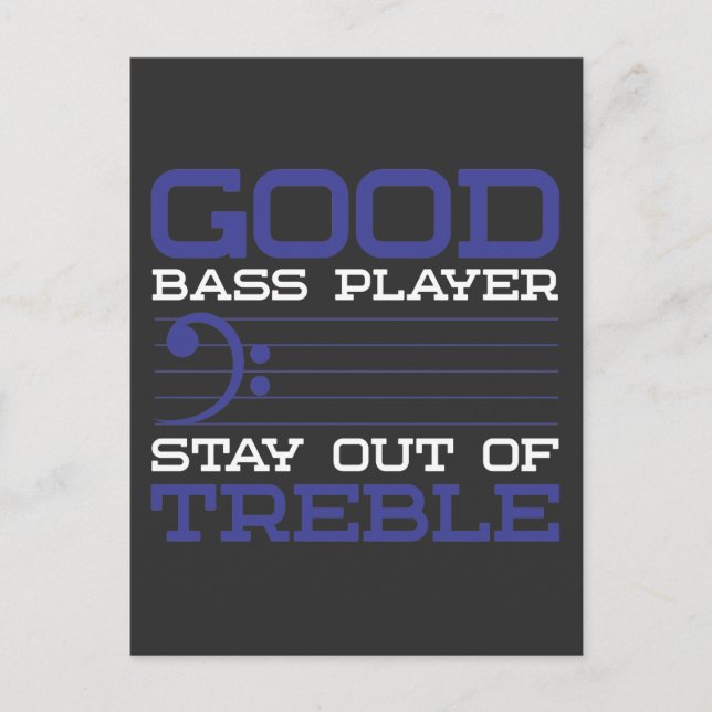 Funny Bass Clef Pun Treble Musician Bassist Postcard (Front)