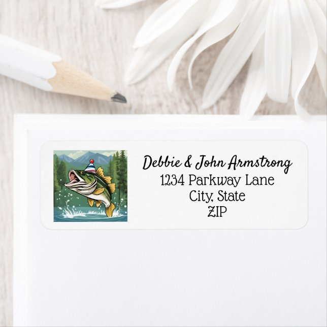 Funny Bass Fishing Birthday Party Fish Angler Label (Insitu)