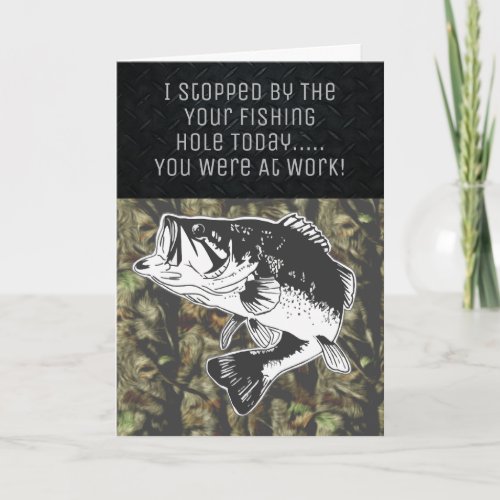 Funny Bass Fishing Camo Birthday Mens Card