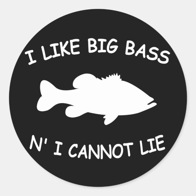 Funny Bass Fishing Classic Round Sticker (Front)