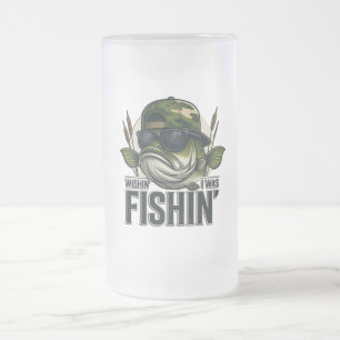 Funny Bass Fishing Frosted Glass Beer Mug