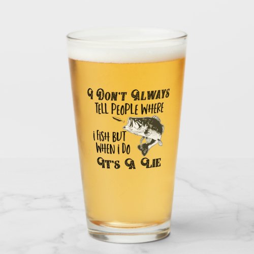 Funny Bass Fishing Quote Men Sports Angler Glass