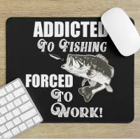Computer Mouse Mat - Gone Fishing Fish Fisherman Sign Office Gift
