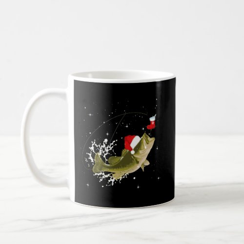 Funny Bass Fishing Santa Hat Christmas Pajama Fish Coffee Mug