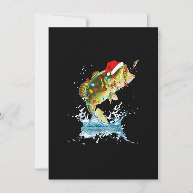 Funny Bass Fishing Santa Hat Christmas Pajama Fish Invitation (Front)