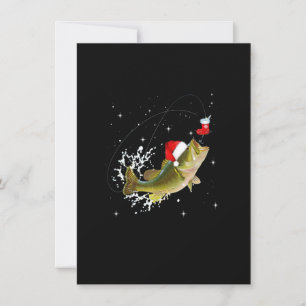 Funny Bass Fishing Santa Hat Christmas Pajama Fish Invitation