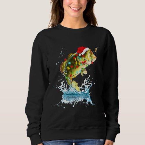 Funny Bass Fishing Santa Hat Christmas Pajama Fish Sweatshirt