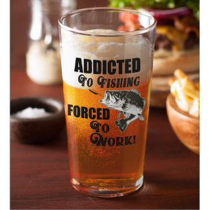 Funny Bass Fishing Work Quote Sports Hobby Glass