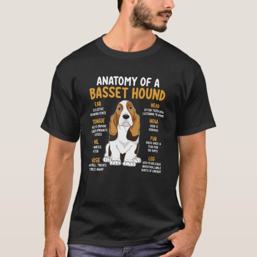 Funny Basset Hound Anatomy Cute Dog Lover Basset M T_Shirt