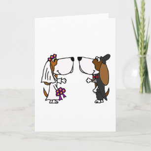 Funny Basset Hound Bride and Groom Wedding Art Card