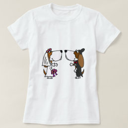 Funny Basset Hound Bride and Groom Wedding Art T-Shirt