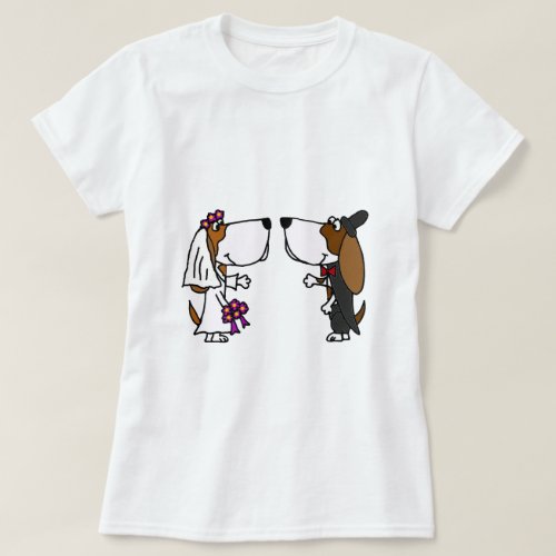 Funny Basset Hound Bride and Groom Wedding Art T_Shirt