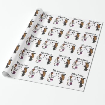 Funny Basset Hound Bride And Groom Wedding Art Wrapping Paper by AllSmilesWeddings at Zazzle