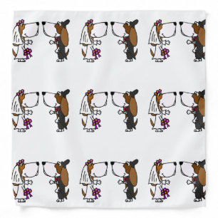 Funny Basset Hound Bride and Groom Wedding Bandana