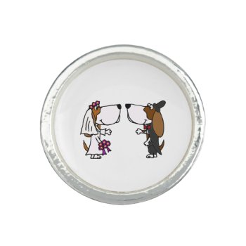 Funny Basset Hound Bride And Groom Wedding Ring by AllSmilesWeddings at Zazzle
