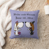 Funny Basset Hound Bride and Groom Wedding Throw Pillow (Blanket)