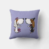 Funny Basset Hound Bride and Groom Wedding Throw Pillow (Back)