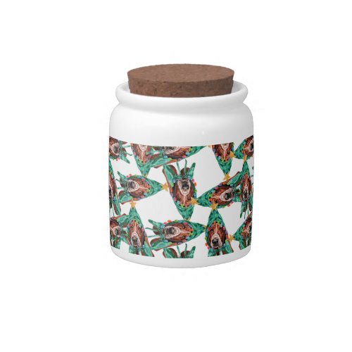 Funny Basset Hound Christmas Pattern Candy Jar