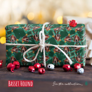 Funny Basset Hound Christmas Pattern Wrapping Paper