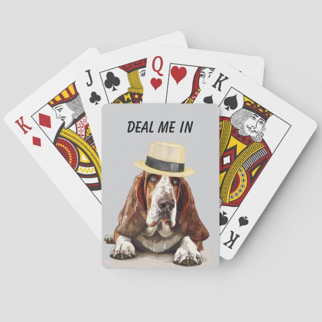 Funny Basset Hound Deal Me In Poker Cards (Back)