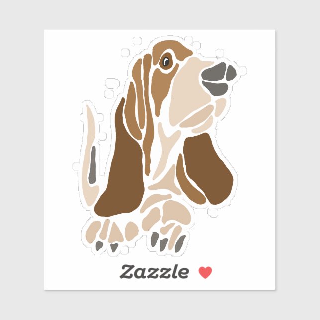 Funny Basset Hound Dog Abstract Art Sticker (Sheet)