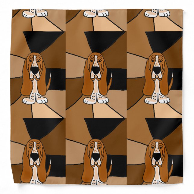 Funny Basset Hound Dog Art Bandana (Front)
