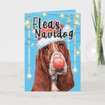 Funny Basset hound Dog Christmas fleas navidog