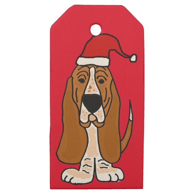 Funny Basset Hound Dog Christmas Gift Tags