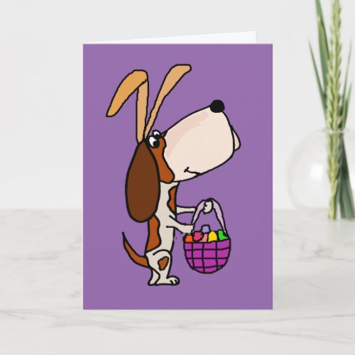 Funny Basset Hound Dog Easter Bunny Holiday Card