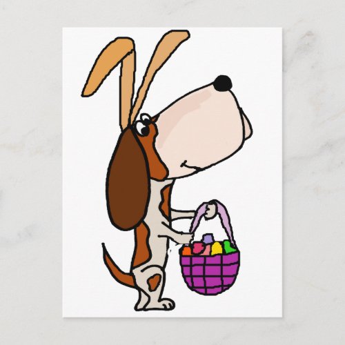 Funny Basset Hound Dog Easter Bunny Holiday Postcard