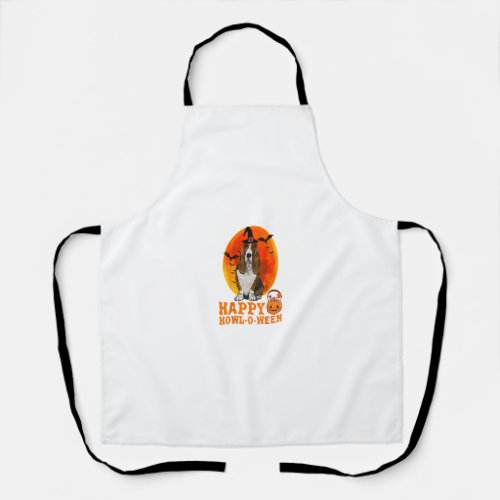 Funny Basset Hound Dog Halloween Happy Howl_o_ween Apron