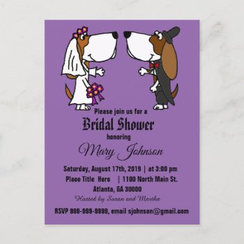 Funny Basset Hound Dog Wedding Invitation Postcard by AllSmilesWeddings at Zazzle