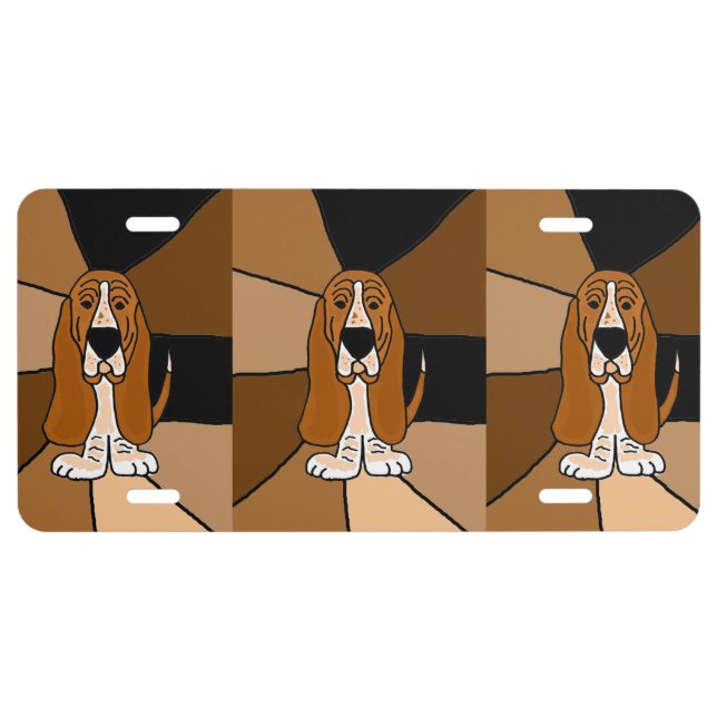 Funny Basset Hound Front License Plate (Front)