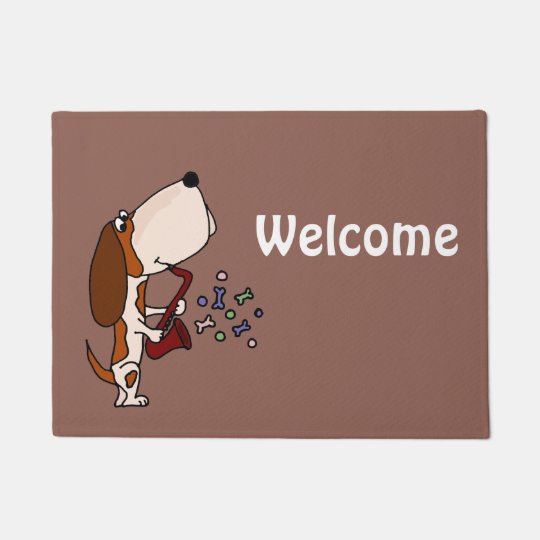 Funny Basset Hound Playing Saxophone Doormat | Zazzle.com