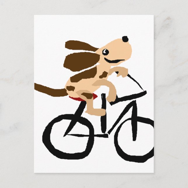 Funny Basset Hound Riding Bicycle Postcard (Front)