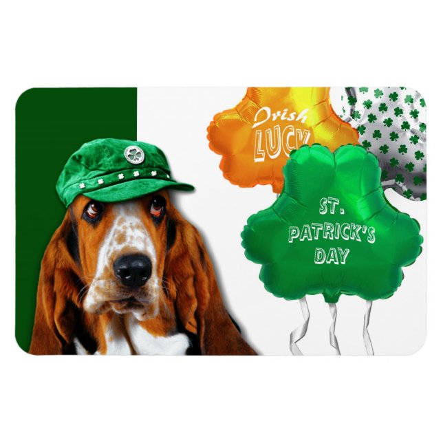Funny Basset Hound St. Patrick's Day Gift Magnet (Horizontal)