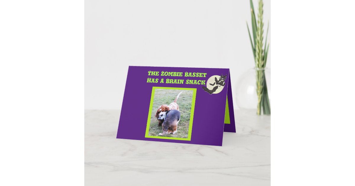 Funny Basset Hound Zombie Halloween Card Zazzle