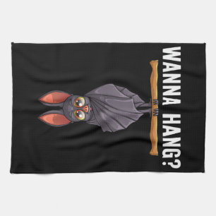 Funny Bat Design For Men Women Nocturnal Bird Bat Kitchen Towel